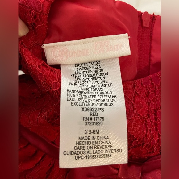 Red Tiered Lace Party Dress - Picture 3 of 3